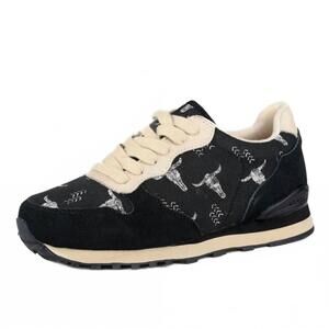 NEW ROPER ladies giddy up longhorn print casual shoes in black